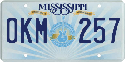 MS license plate OKM257
