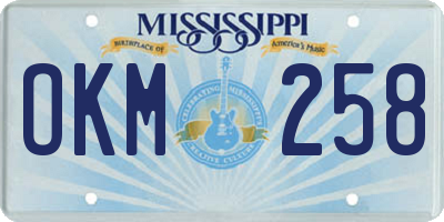 MS license plate OKM258