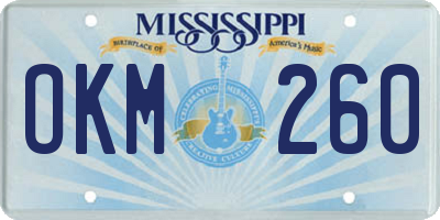 MS license plate OKM260