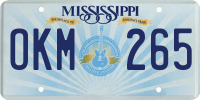 MS license plate OKM265