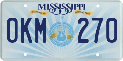 MS license plate OKM270