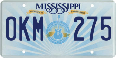 MS license plate OKM275