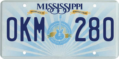 MS license plate OKM280
