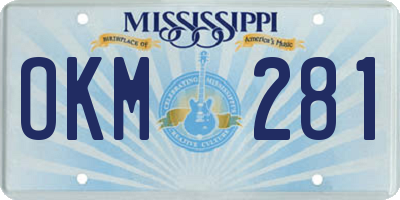 MS license plate OKM281