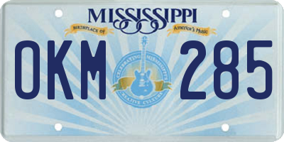 MS license plate OKM285