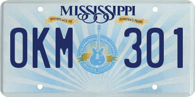 MS license plate OKM301
