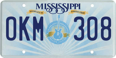 MS license plate OKM308