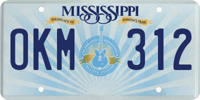 MS license plate OKM312