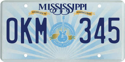 MS license plate OKM345