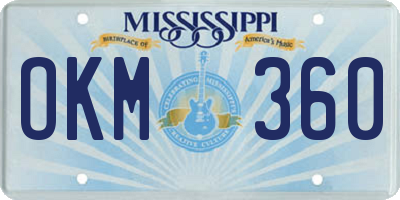 MS license plate OKM360