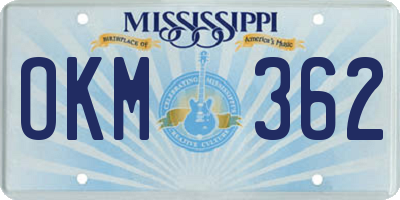 MS license plate OKM362