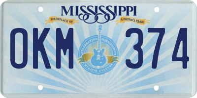 MS license plate OKM374