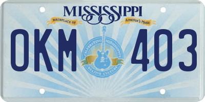 MS license plate OKM403