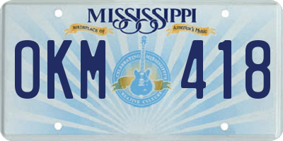 MS license plate OKM418