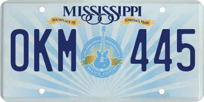 MS license plate OKM445
