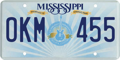 MS license plate OKM455