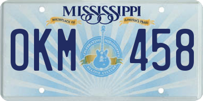 MS license plate OKM458