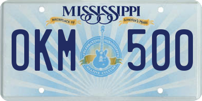 MS license plate OKM500