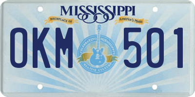 MS license plate OKM501