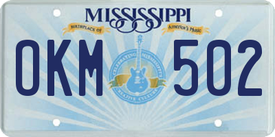 MS license plate OKM502