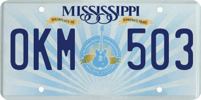 MS license plate OKM503