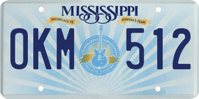 MS license plate OKM512