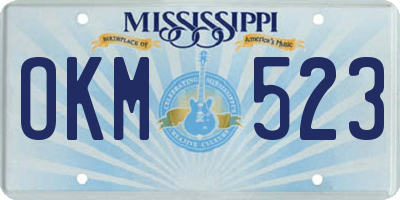 MS license plate OKM523
