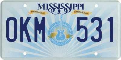 MS license plate OKM531