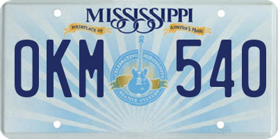 MS license plate OKM540