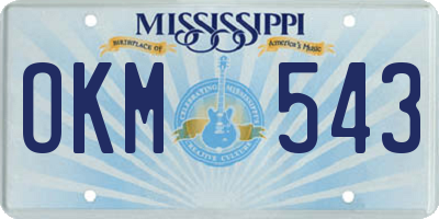 MS license plate OKM543
