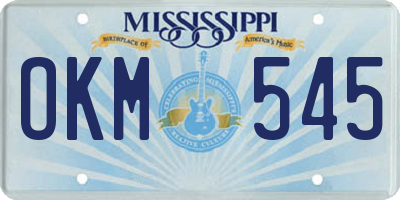 MS license plate OKM545