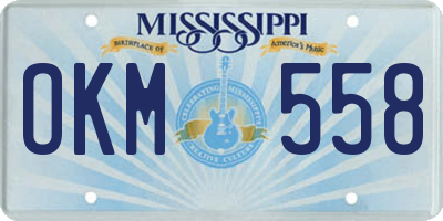 MS license plate OKM558