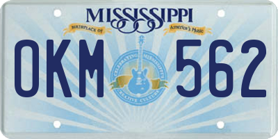MS license plate OKM562