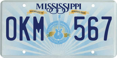 MS license plate OKM567