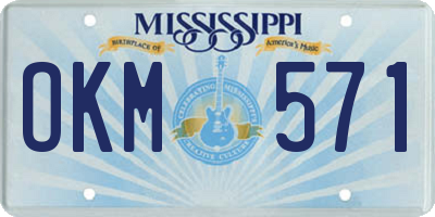 MS license plate OKM571