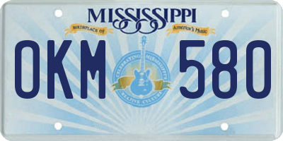 MS license plate OKM580