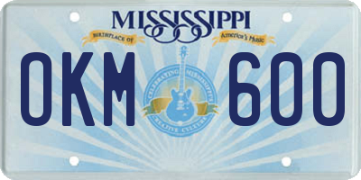 MS license plate OKM600