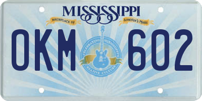 MS license plate OKM602
