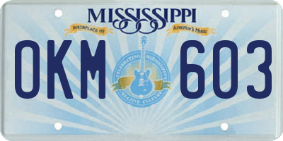 MS license plate OKM603