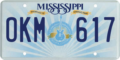 MS license plate OKM617