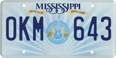 MS license plate OKM643