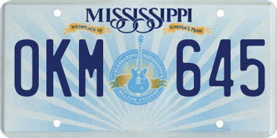 MS license plate OKM645
