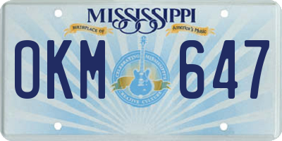 MS license plate OKM647
