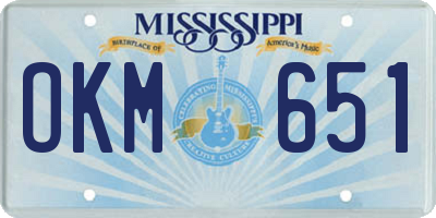MS license plate OKM651