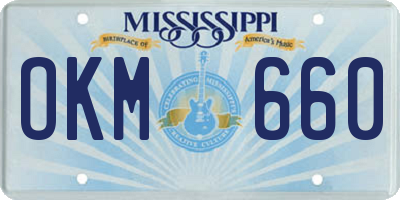 MS license plate OKM660
