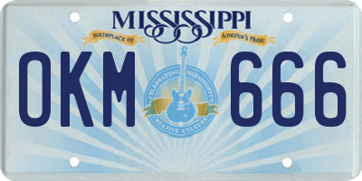 MS license plate OKM666