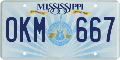 MS license plate OKM667