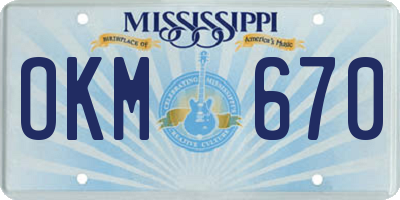 MS license plate OKM670