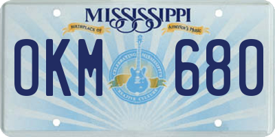 MS license plate OKM680