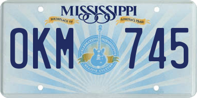 MS license plate OKM745